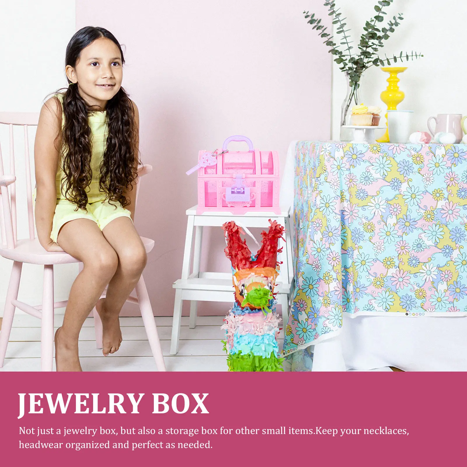 

2Pcs Plastic Treasure Box for Jewelry Organizer with Lock Function Container for Crystals Diamonds Home