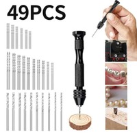 Micro Mini Hand Drill Bits Set Manual Pin Vise Woodworking for Model Resin Jewelry Hole Maker Puncher Craft Tools