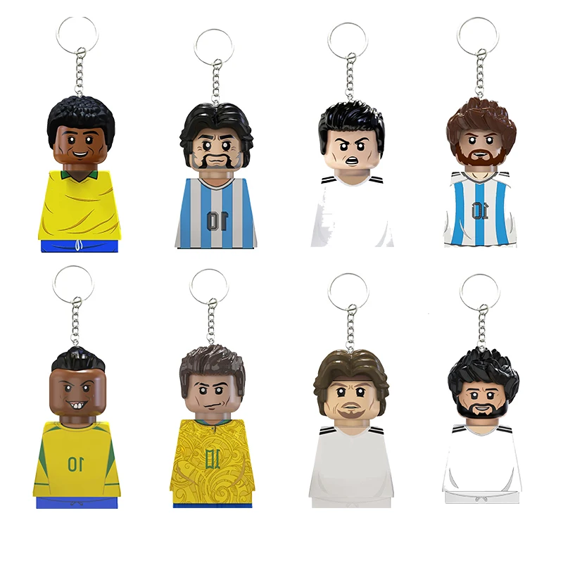 2024 NEW Football Players Keychain Figurine Messi Ronaldo Neymar Mini Action Building Block Model Toy Children's Birthday Gifts