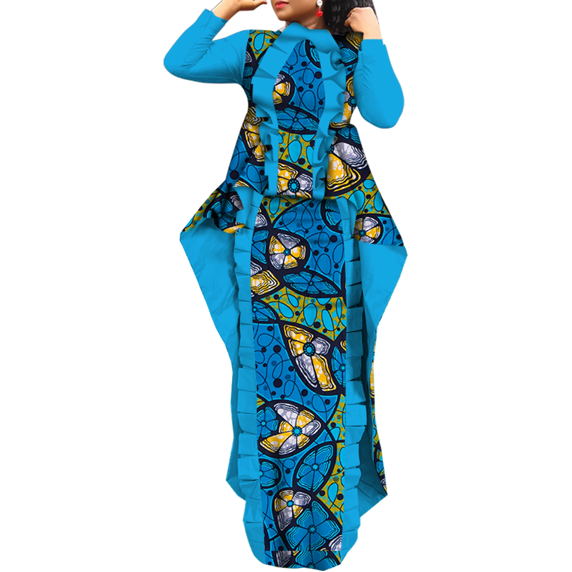 الشرقي مجموعة تنورة الأفريقية مجموعة الأفريقية طباعة الأفريقية طويلة تكدرت القمم والتنانير الطويلة الملابس الأفريقية للنساء وتتسابق WY6025 #6