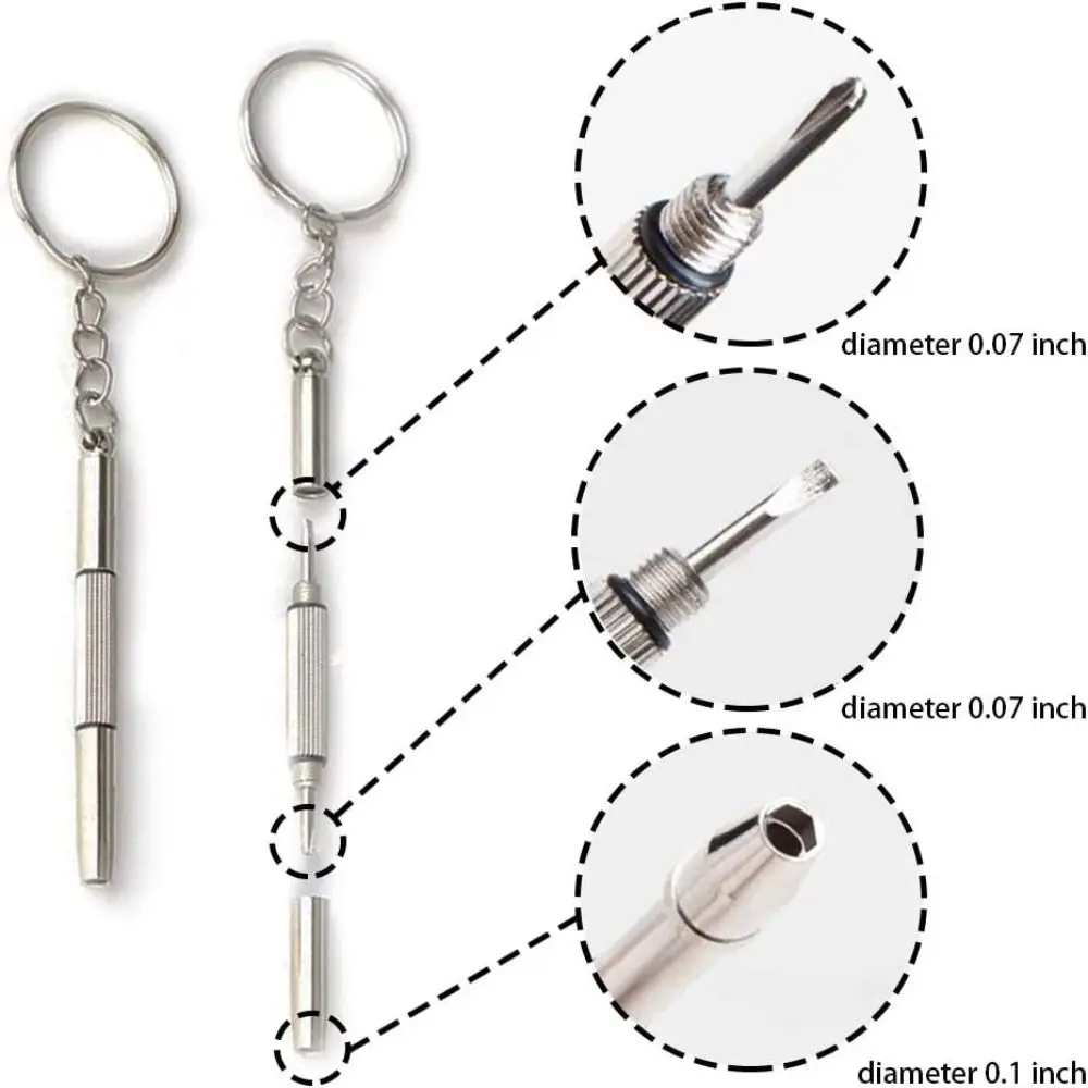High Precision with Keychain Eyeglass Screwdrivers Steel Hand Tool Screwdriver Repair Kit 3-in-1 Eyeglass Repair Tools Watch