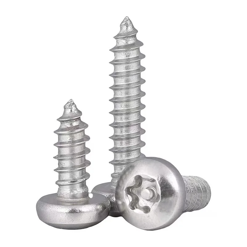 304 Stainless Steel Round Pan Self Tapping Six Lobe Torx Screw With Pin Anti-theft Security Wood Screw