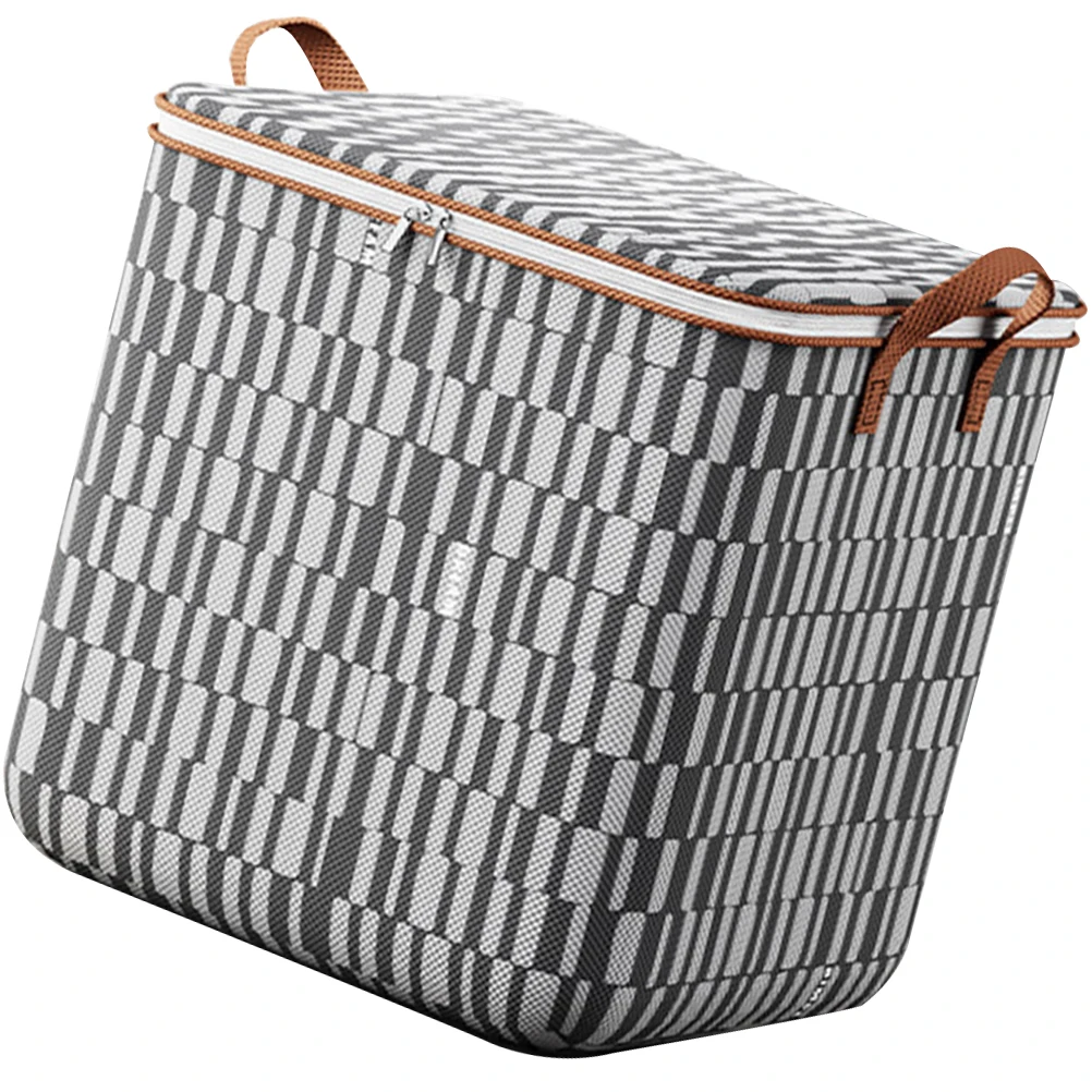 

Large Capacity Quilt Storage Bag Gray Stripe 100L Foldable Fabric ganizer Comforter Bags Clothes Storage Box Bedroom Closet
