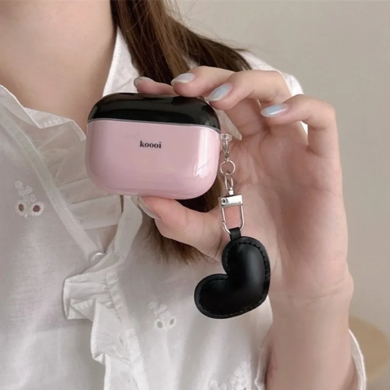 

Minimalist Black Pink Splicing Case For Airpods 1/2/3/4 Wireless Bluetooth Earphone Protective Cover Box For Airpods Pro2 Cases