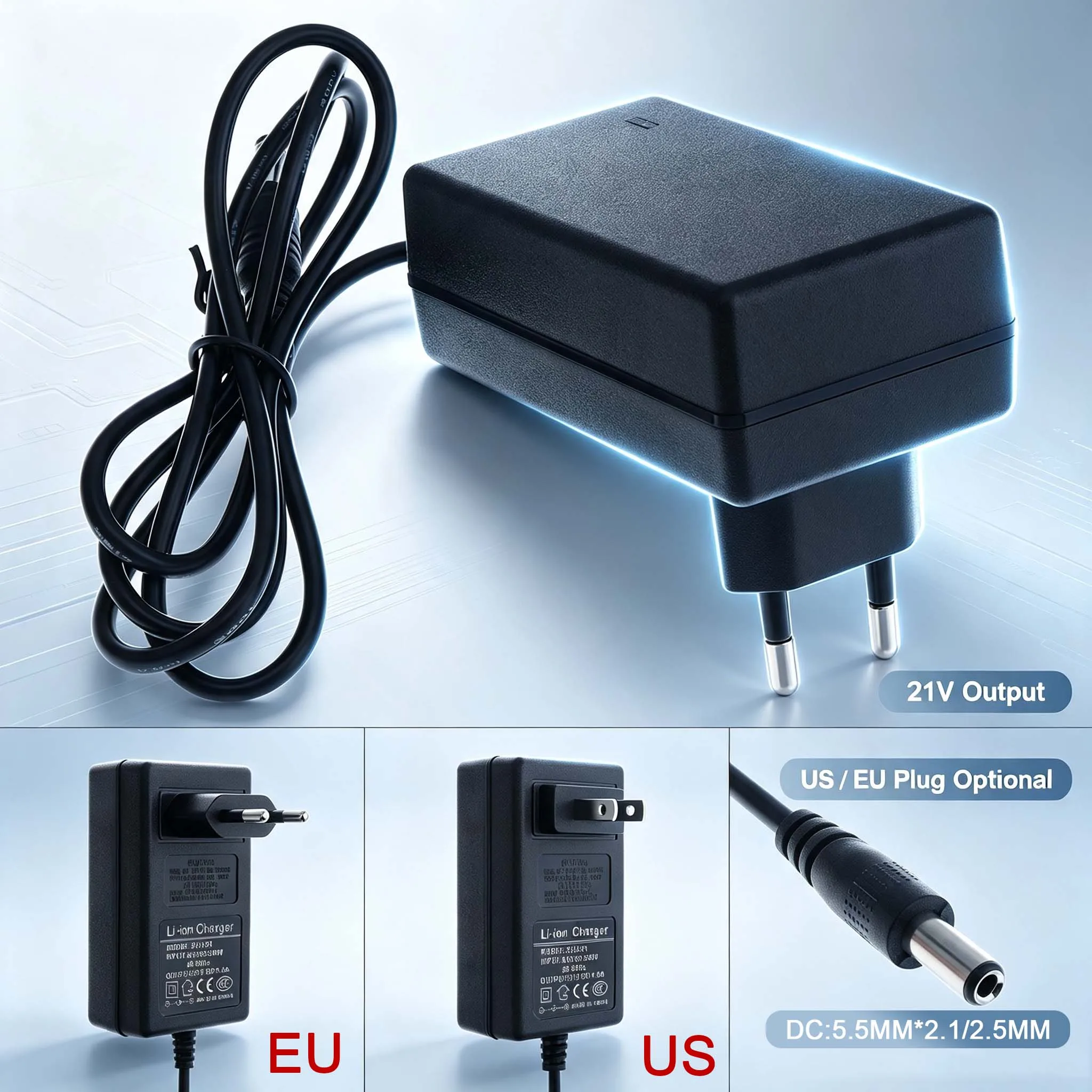 EU/US 21V 2A 1A Lithium Battery Charger for 18V Makita Electric Drill Polishing Machine LawnMowerIntelligent Battery Adapter