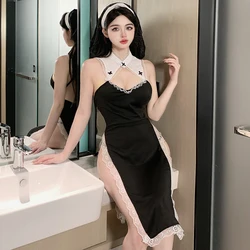 Cosplay Nun Lingerie Sets Woman Without Censorship Erotic Costume Side Opening Edge High Fork Backless Cosplay Mujer Dress