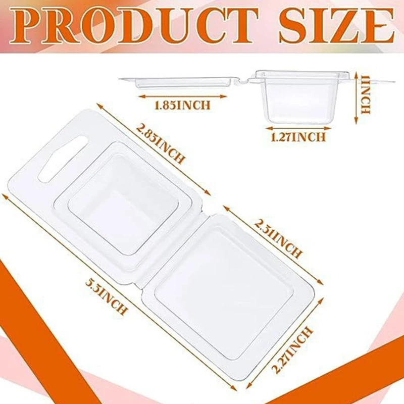 

100 Pieces/Set Wax Melt Moulds Environmentally Wax Melt Packaging Boxes Wax Melt Clamshells Mould for Making DropShipping