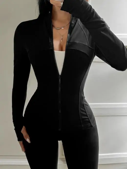 

2025 Autumn/Winter New Women's Fashion Leisure Resort Zipper Solid Color Long Sleeve Jacket Women's Wear