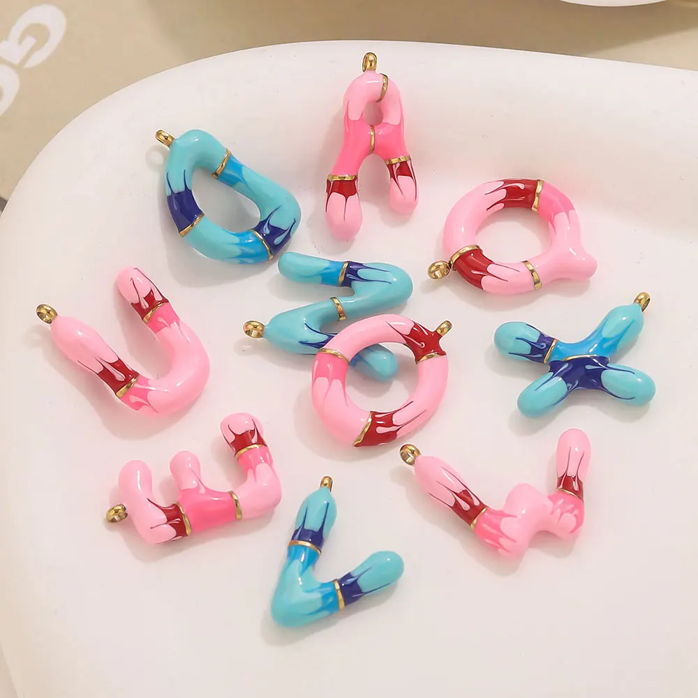 2pcs Creative Stainless Steel Colorful Letters A-Z Pendant women Jewelry Making Accessories DIY Earrings Pendants Bracelets Cute