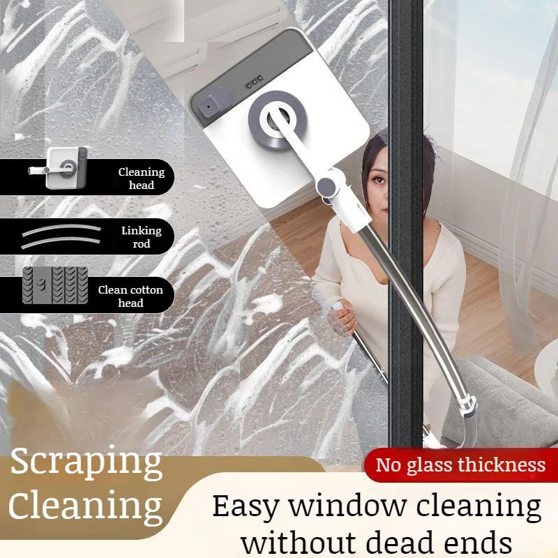 Household High-rise Window Cleaning Cleaning Wiper Extended Rotary Window Cleaner Highrise Window Doublesided Wipe Wiper