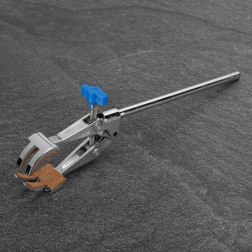 Zinc Alloy Lab Flask Clamp Adjustable Jaw Anti Slip Pad Four Prong Clamp Rotatable Head Heavy Duty Condenser Clamp Lab Testing