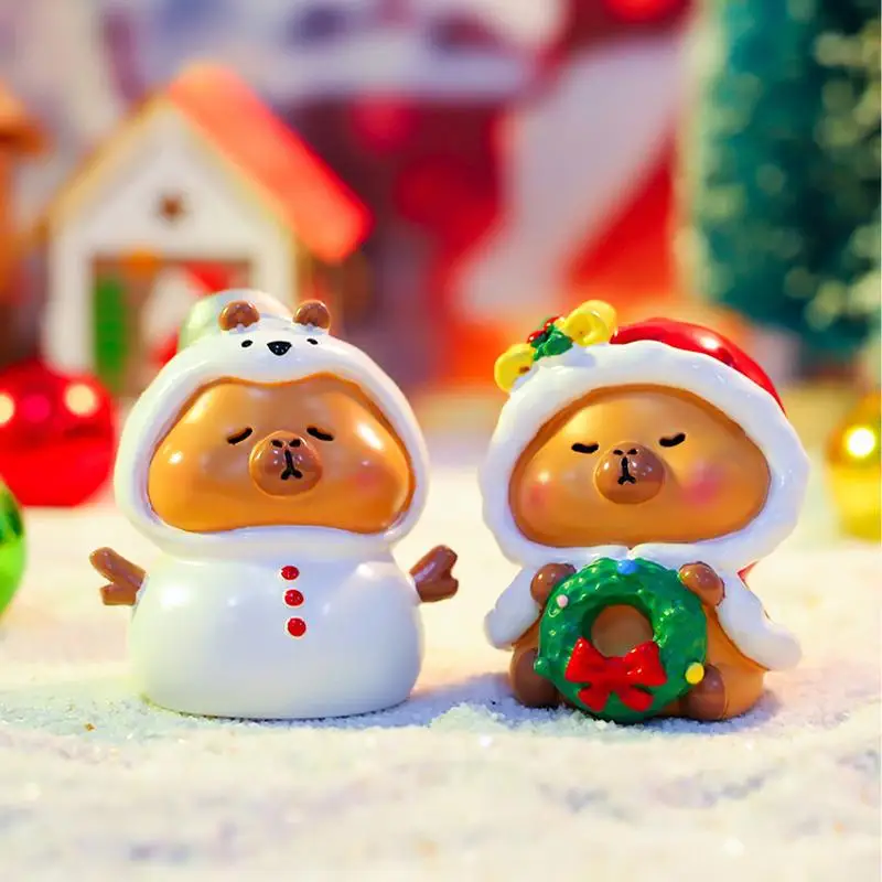 Christmas Hamsters Figurines Collection Miniatures Garden Figures Landscape Decor Model Capybara Sculpture Hamster Statue Animal