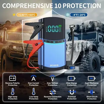 CARSUN 充電式氣泵輪胎充氣泵便攜式壓縮機數位無線汽車輪胎充氣泵,適用於摩托車、自行車、球類 6 最佳銷售 便攜式輪胎充氣機 - №4