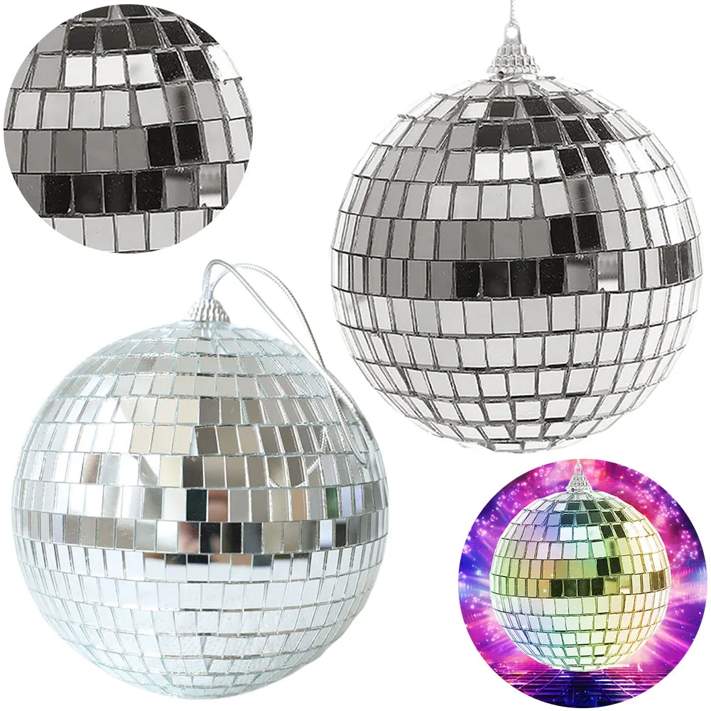 

Mini Disco Ball Reflective Mirror Ball Christmas Tree Ornament for 70s Disco Themed Party Christmas Tree Wedding