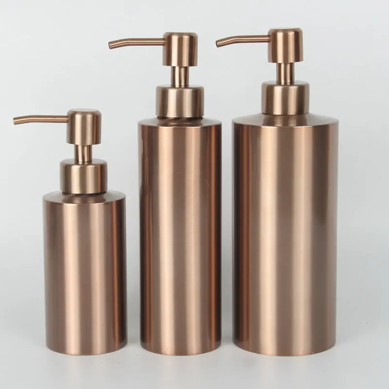 Golden Bathroom Hand Soap Bottle 304 Stainless Steel Kitchen Sink Countertop Soap Dispenser Rose Gold Bathroom Lotion Bottle