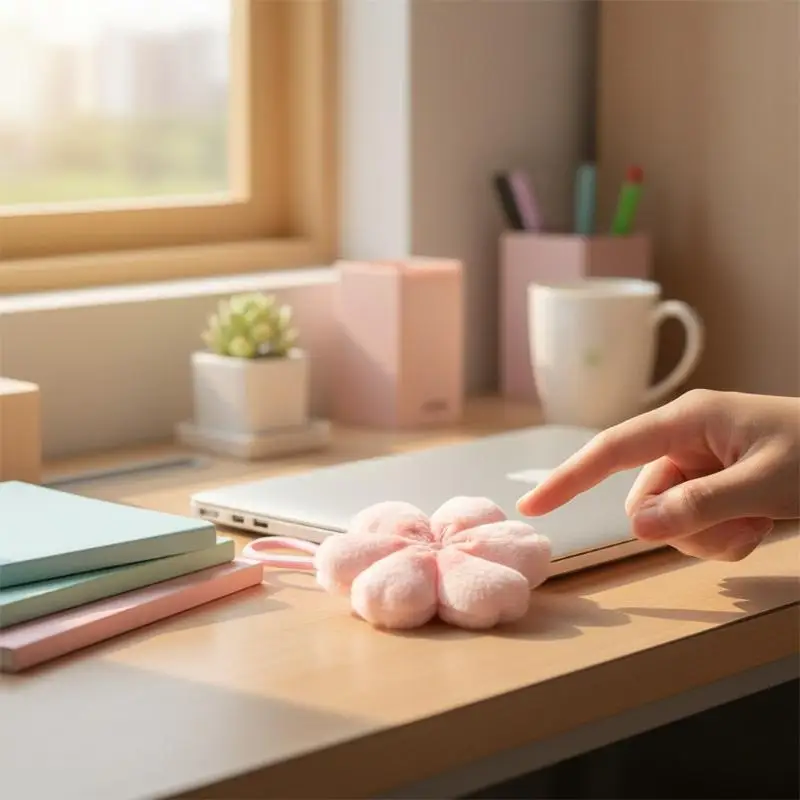Plush Cartoon Deer Keychain Cherry Blossom Flower Pendant Cute Animal Bag Hanging Stuffed Doll Kids Girls Schoolbag Decor