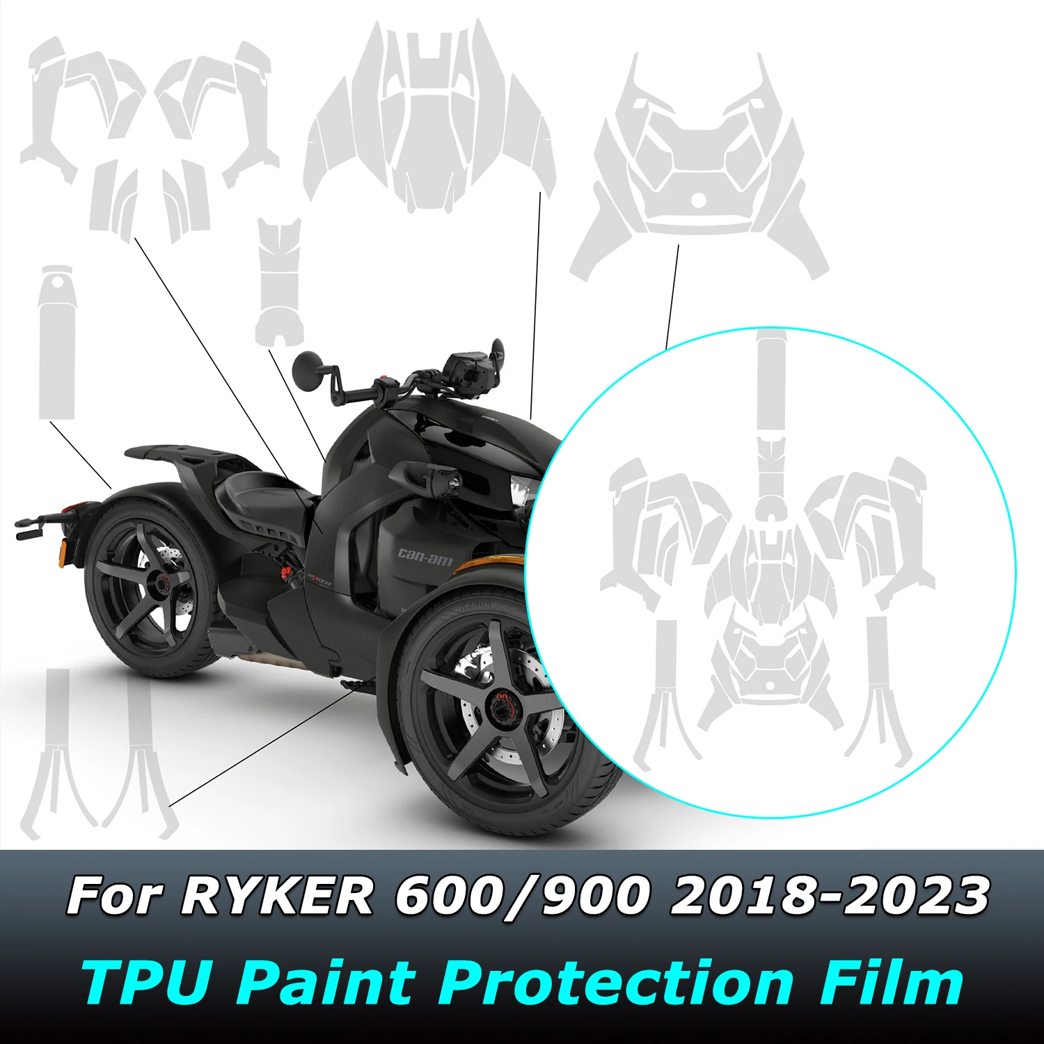 Ryker900 Motorcycle Paint Protective Film TPU Stickers Protect Fairing Anti-scratch Translucent Film For RYKER 600/900 2018-2023