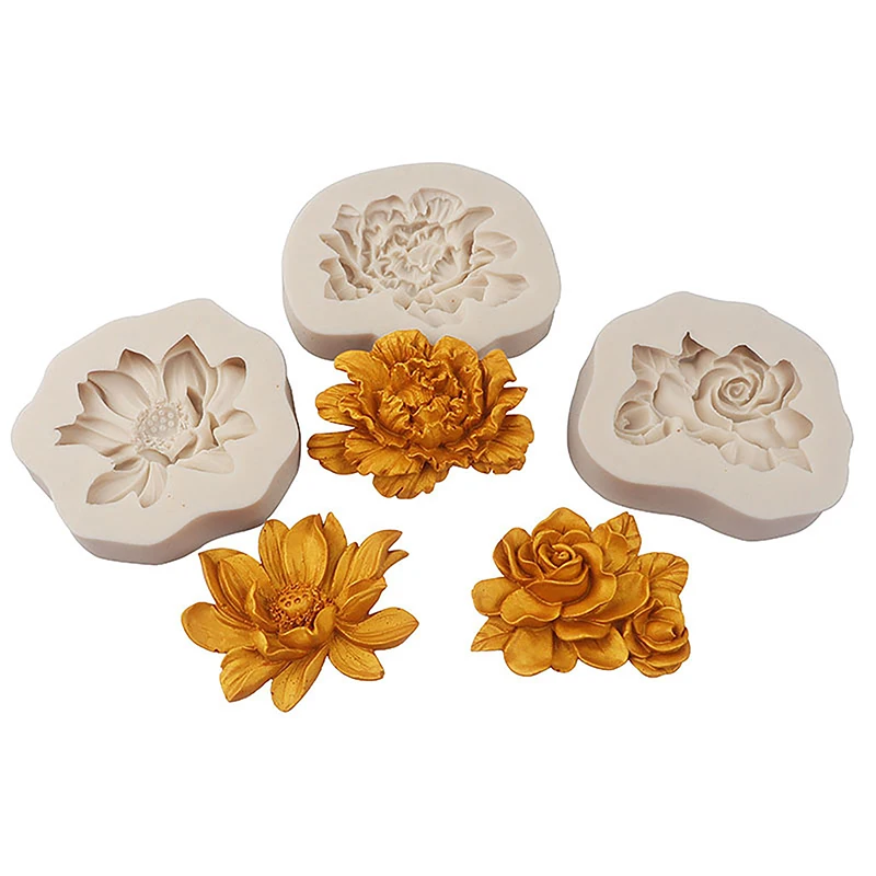 Peony Sunflower Lotus Silicone Molds Chinese Rose Flower Mould For Chocolate Candy Cupcake Fondant Mold Dessert Cake Decoration