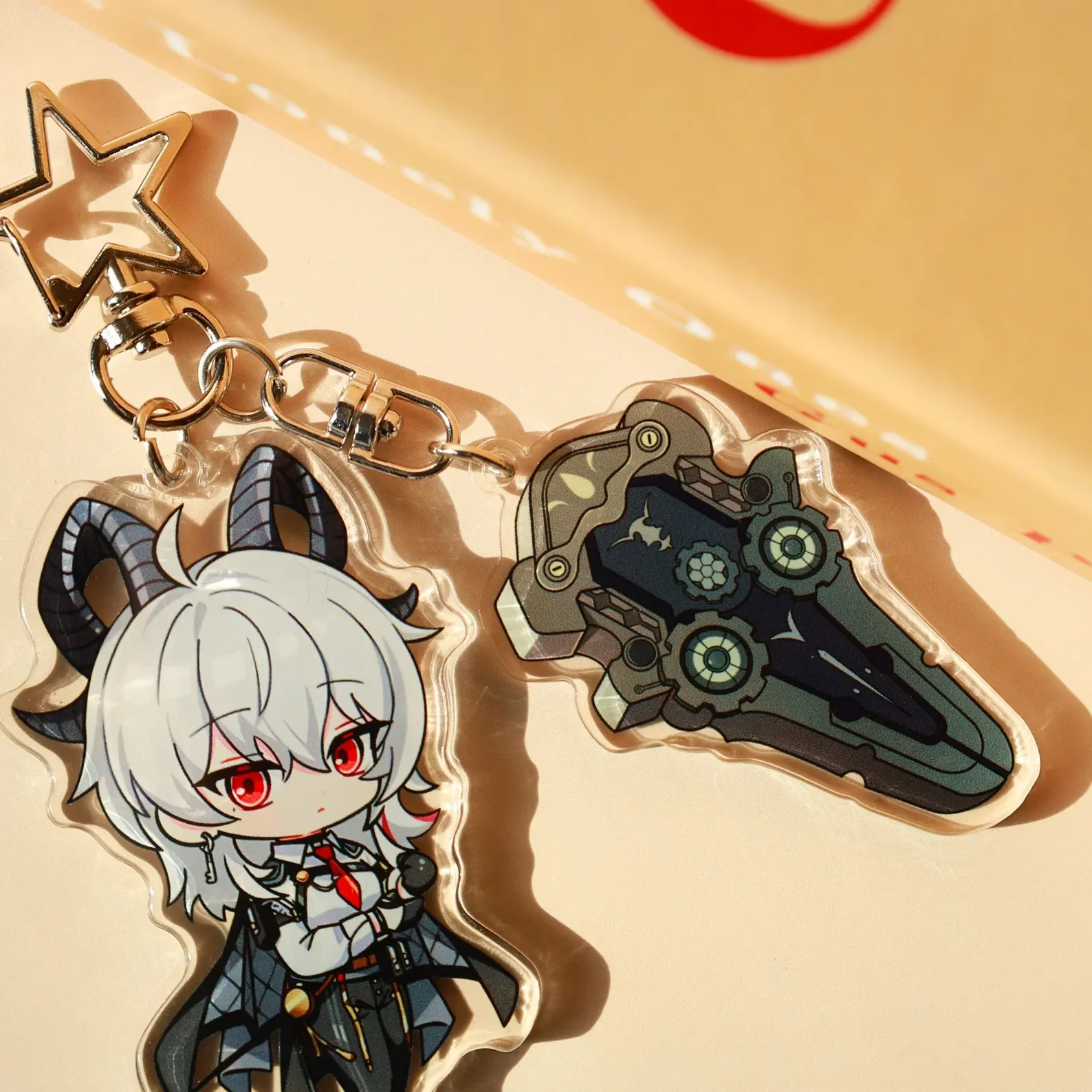 Wuthering Waves Zani Cute Chibi Anime Acrylic Keychain with Weapon Charm Desk Decor Key Ring for Anime Fans