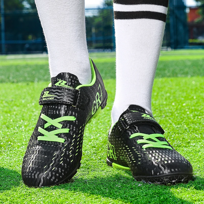 Nuevas botas de fútbol para niños, zapatillas deportivas para exteriores, zapatos de fútbol para niños y niñas, botines de fútbol con gancho y bucle, zapatillas de fútbol sala 28-39
