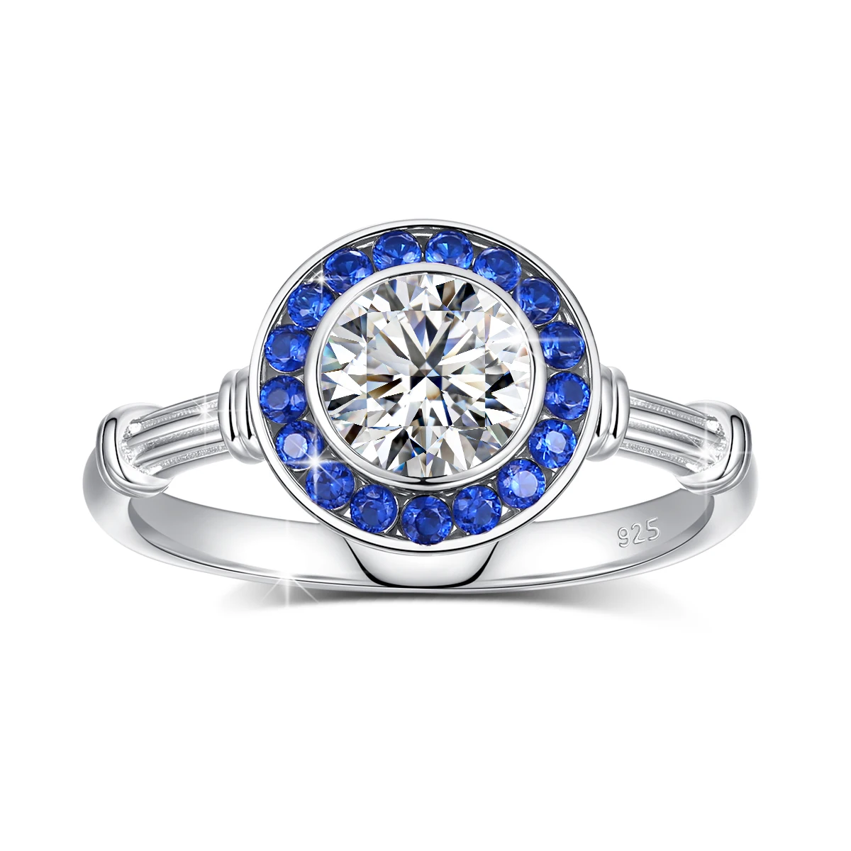 6.5 مللي متر 1ct خاتم هالو مويسانيتي للنساء 18K مطلية بالذهب الأبيض مختبر نمت خاتم الماس الصلبة 925 الفضة للخطوبة هدية GRA