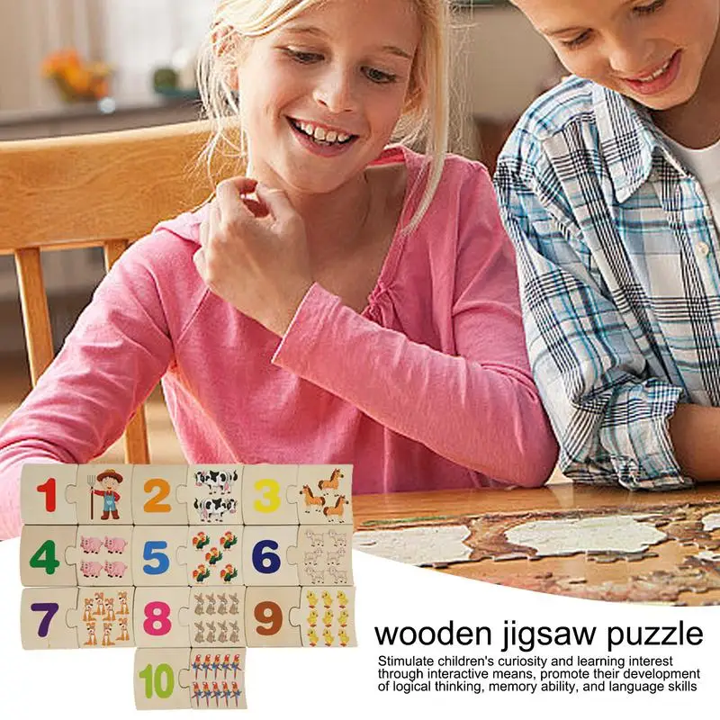 Kleurrijk Nummer Woord Matching Houten Puzzels Kinderen Intelligent Matching Game Kleuters Vroeg Educatief Speelgoed