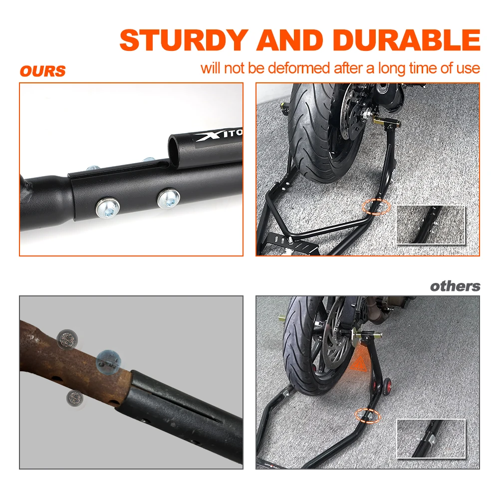 Motorcycle Steel Rear Wheel Support Stand Universal Motorcycle Rear Lift Stand Wheel Support Kickstand Frame Tire Repair Tool view 5
