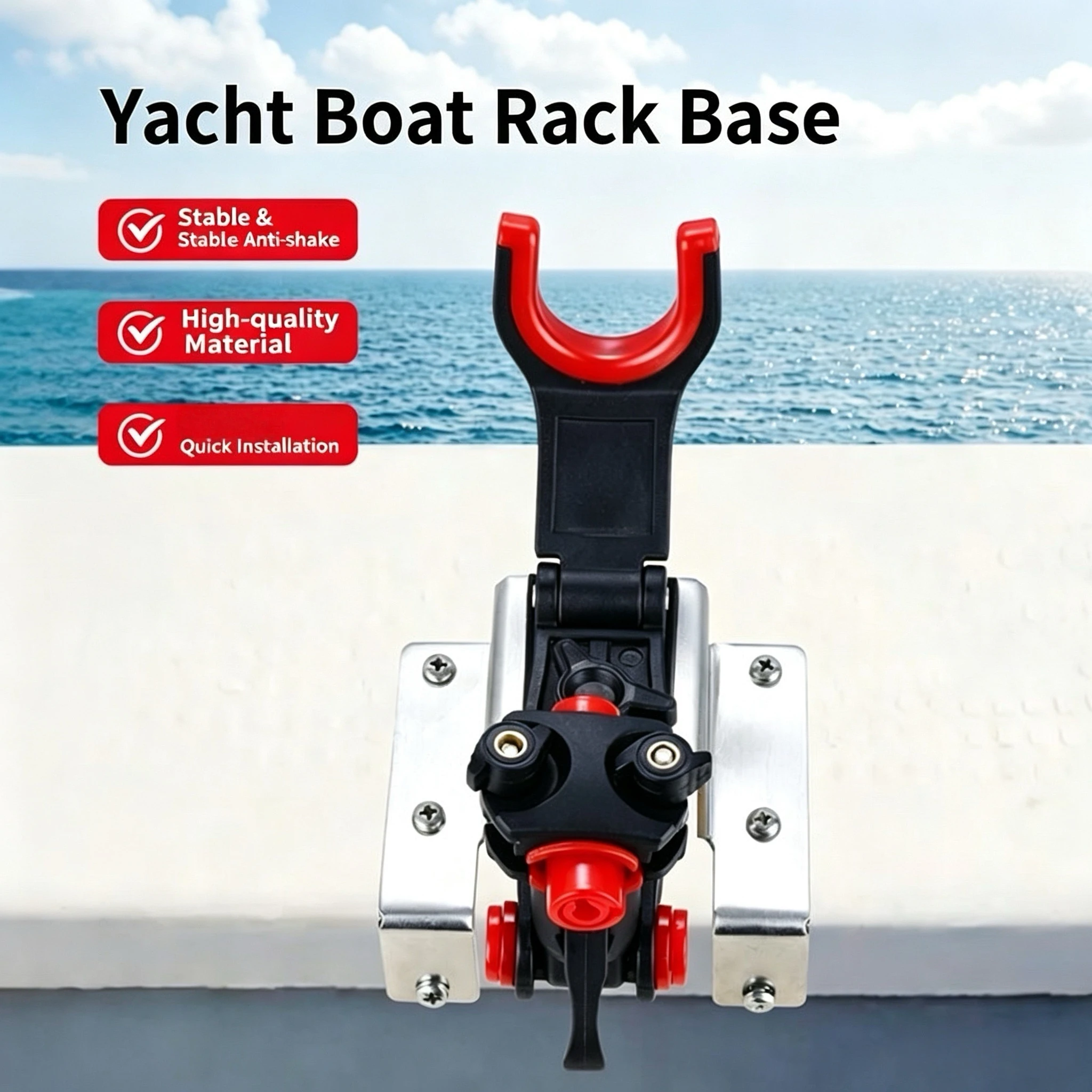 Boat Fishing Rod Holder, Adjustable Stainless Steel Rail Mount Rod Holder for Electric Reels, Marine Yacht Fishing Rod Rest Brac