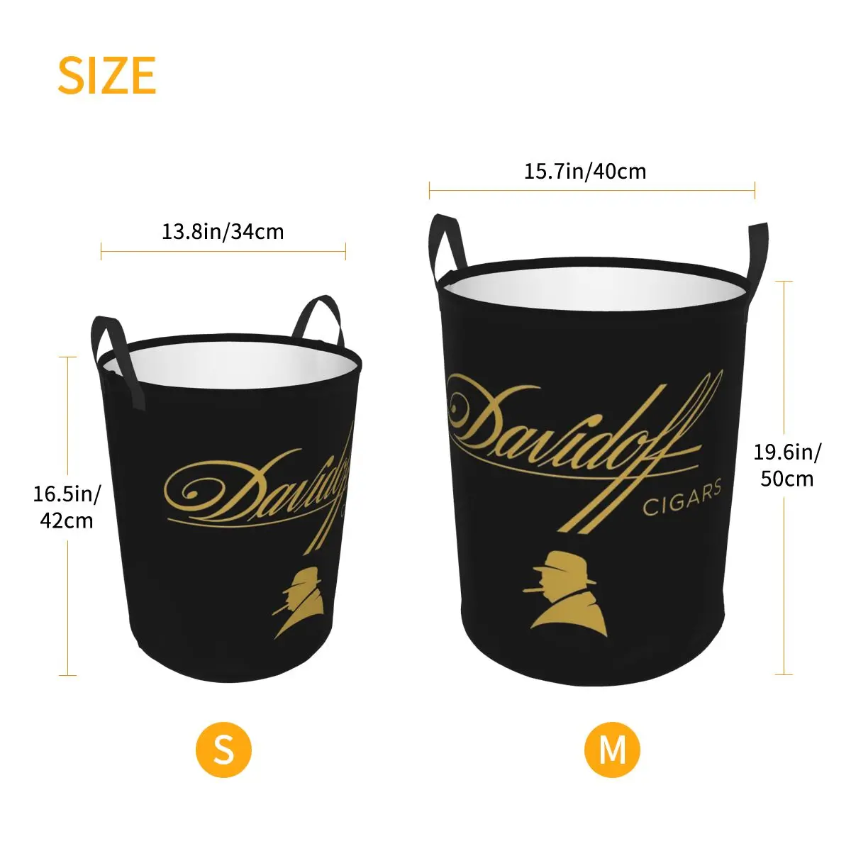 Cesto de Ropa Plegable Negro Davidoff Cigars, Cesto de Lavandería Grande, Cesto para Ropa de Bebé, Organizador del Hogar