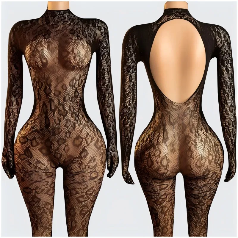 Women Erotic Costumes Sexy Body Stocking Leopard Bodysuit Lingerie Baby Dolls Dress Underwear Chemises Catsui Exotic Outfit view 6