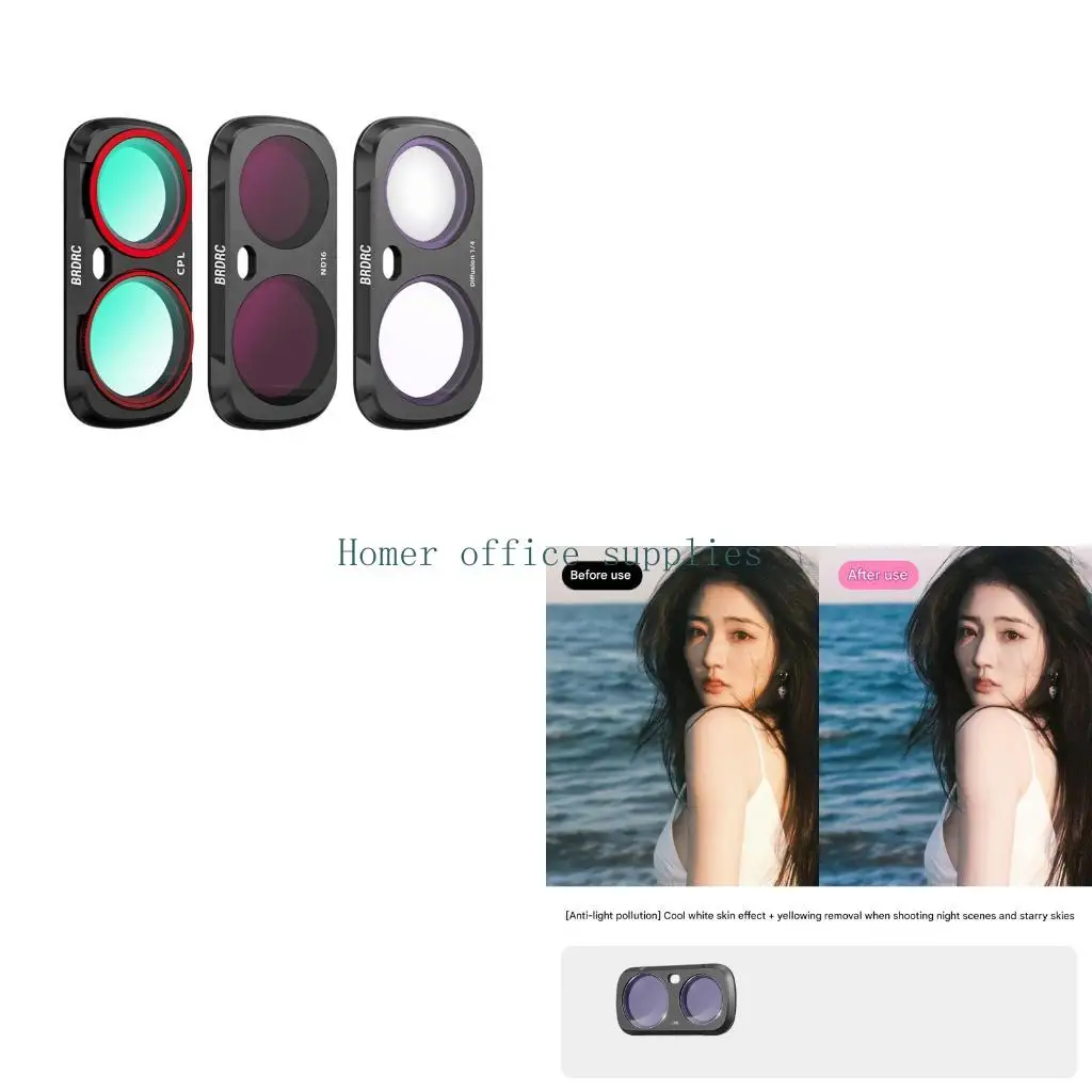K43B Lens Filter For 360 Including CPL Adjustable ND16 Black Mist 1/4 Softens Images And Reduces Contrast