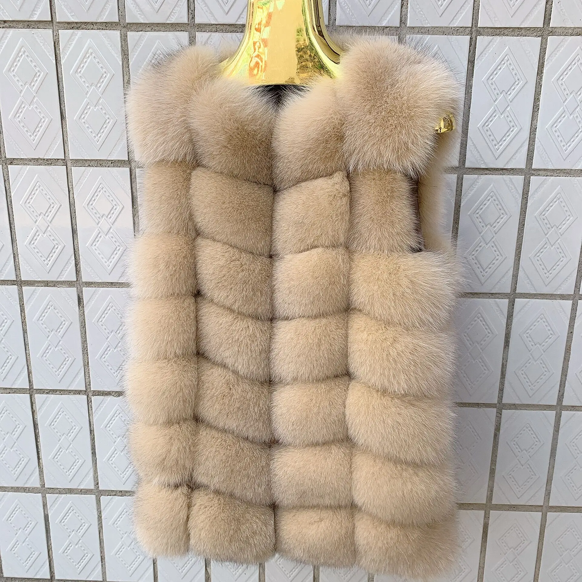 Imagem -02 - Colete de Pele Natural para Mulheres Outono Inverno Moda Quente Real Fox Fur Vest Raccoon Jacket Senhoras Tamanho Grande 7xl Colete de Pele Fofo Genuine