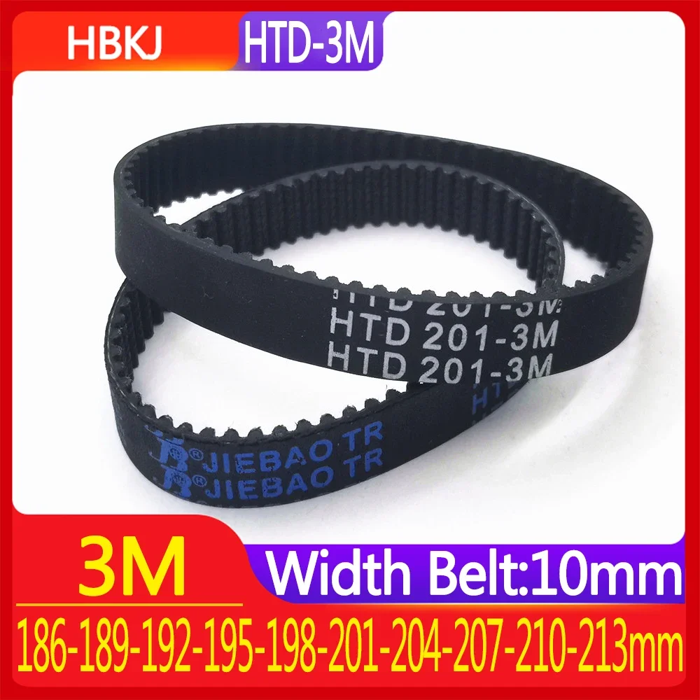 HTD-3M Rubber Synchronous Belt  Annular Closed Belt Pitch Circumference 156-159-162-165-168-171-174-177-180-183mm Belt Width10mm