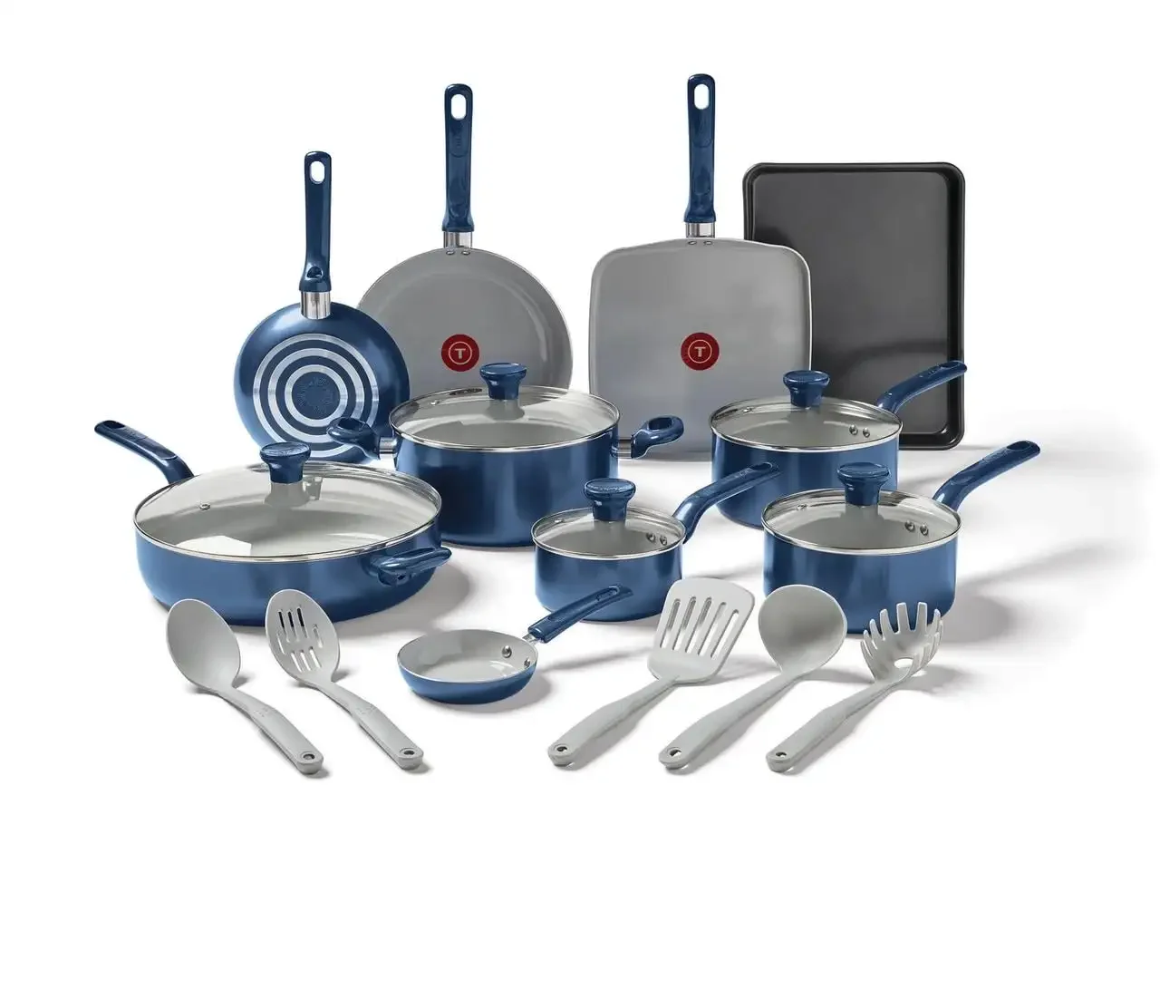 20 Piece Pots and Pans Cookware Set, Electric Blue
