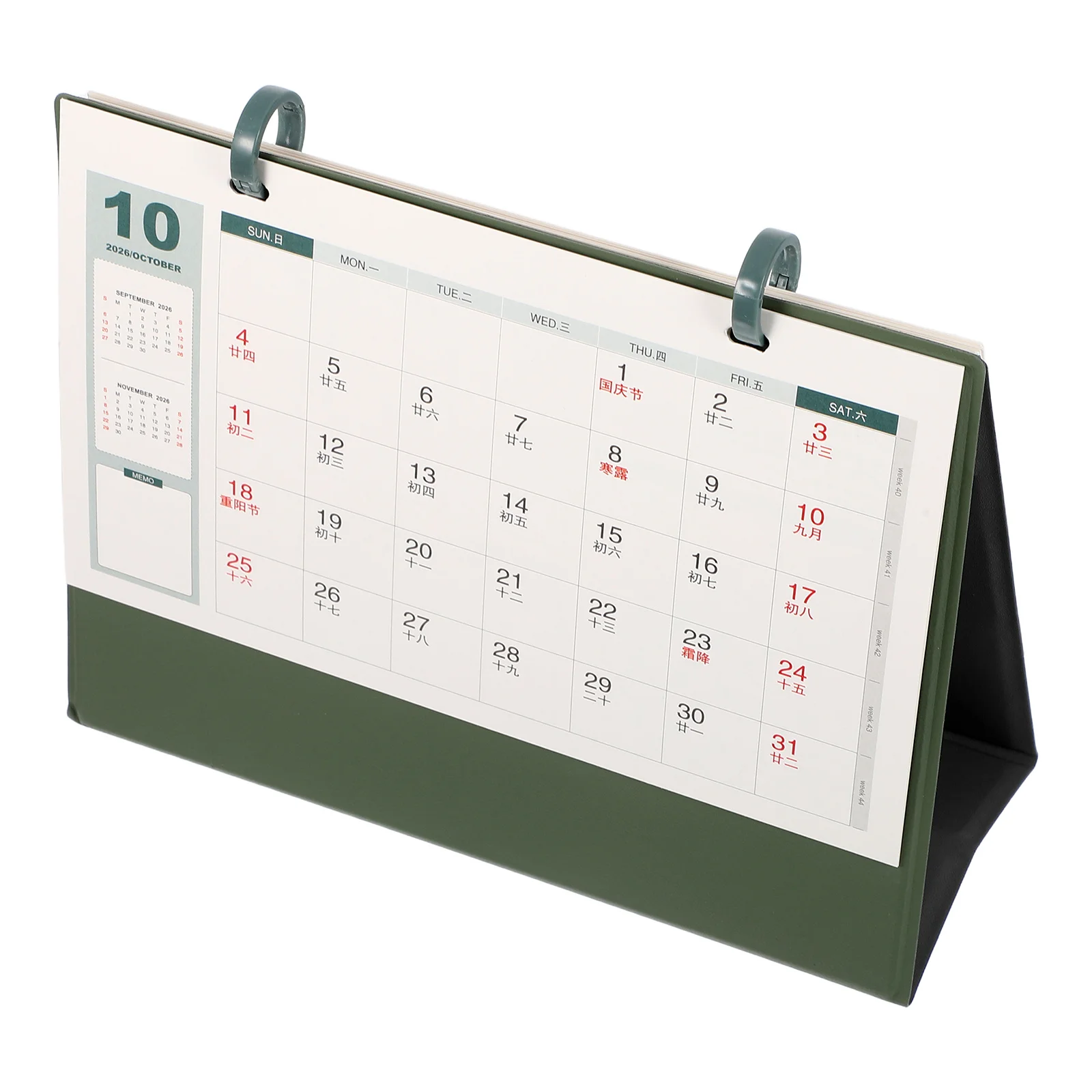 

2026 Horse Desk Mini Calendar Green PU Material Monthly Planner Decorative Standing Desktop Office Organizing Supplies Table