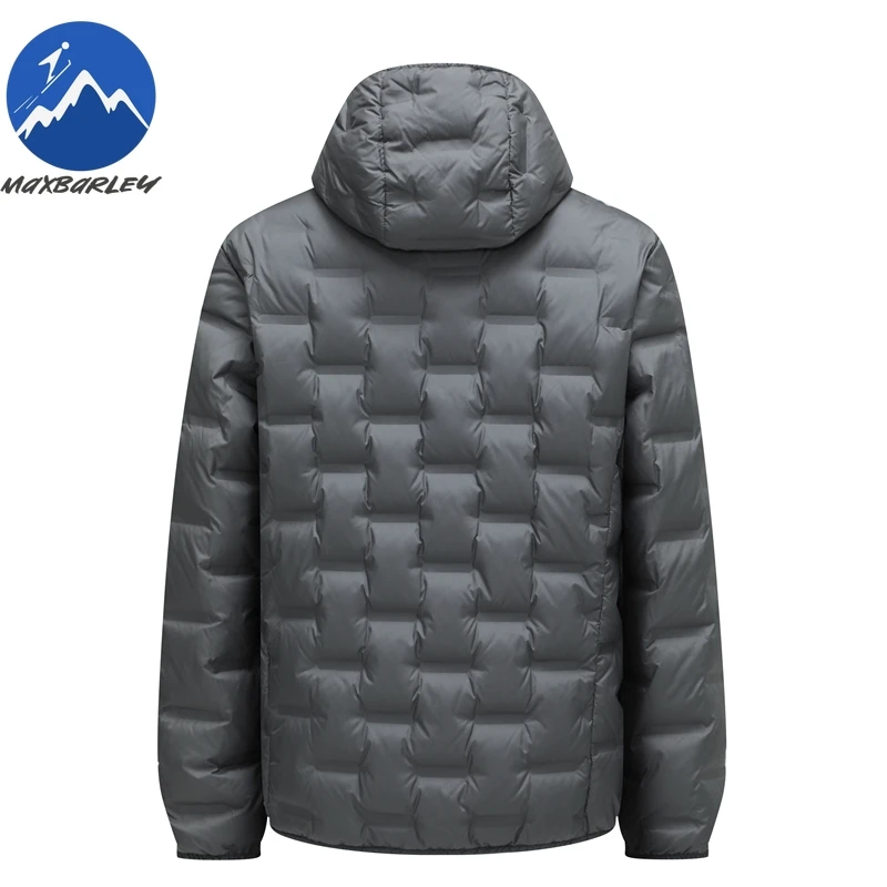 سترة Maxbarley الفاخرة للرجال قصيرة بغطاء للرأس للسفر في الهواء الطلق سترات دافئة خفيفة للغاية على الطراز الحضري معطف شتوي دافئ مريح