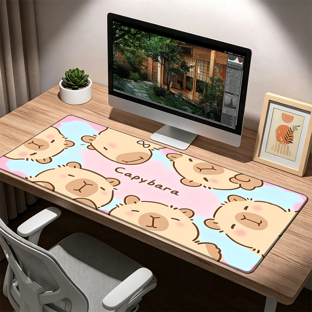 Cute and amusing capybaras Mouse Pad Desk Mat with Stitched Edge Anti-slip base mouse pads PC Accessories Keyboard Extended pad