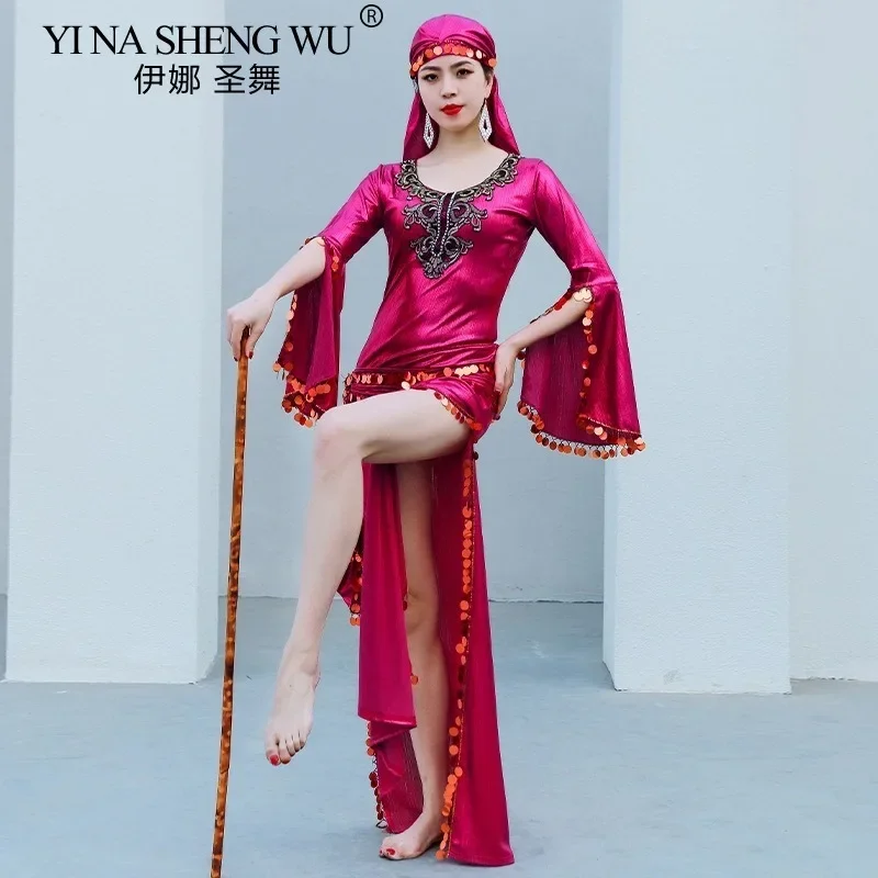 New Women Belly Dance Saidi Robe Performance Costume Oriental Folk Outfit for Group Solo Stage Show Competition Dance Set