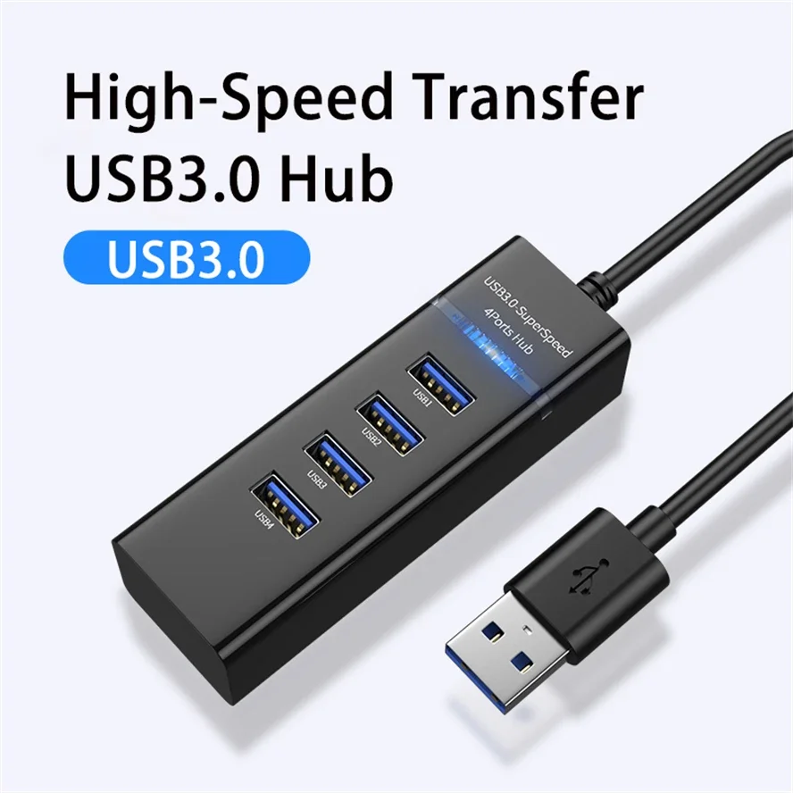 Hub USB 3,0 de 4 puertos, expansor de adaptador divisor de alta velocidad para PC, Accesorios de ordenador, concentrador multipuerto para portátil,