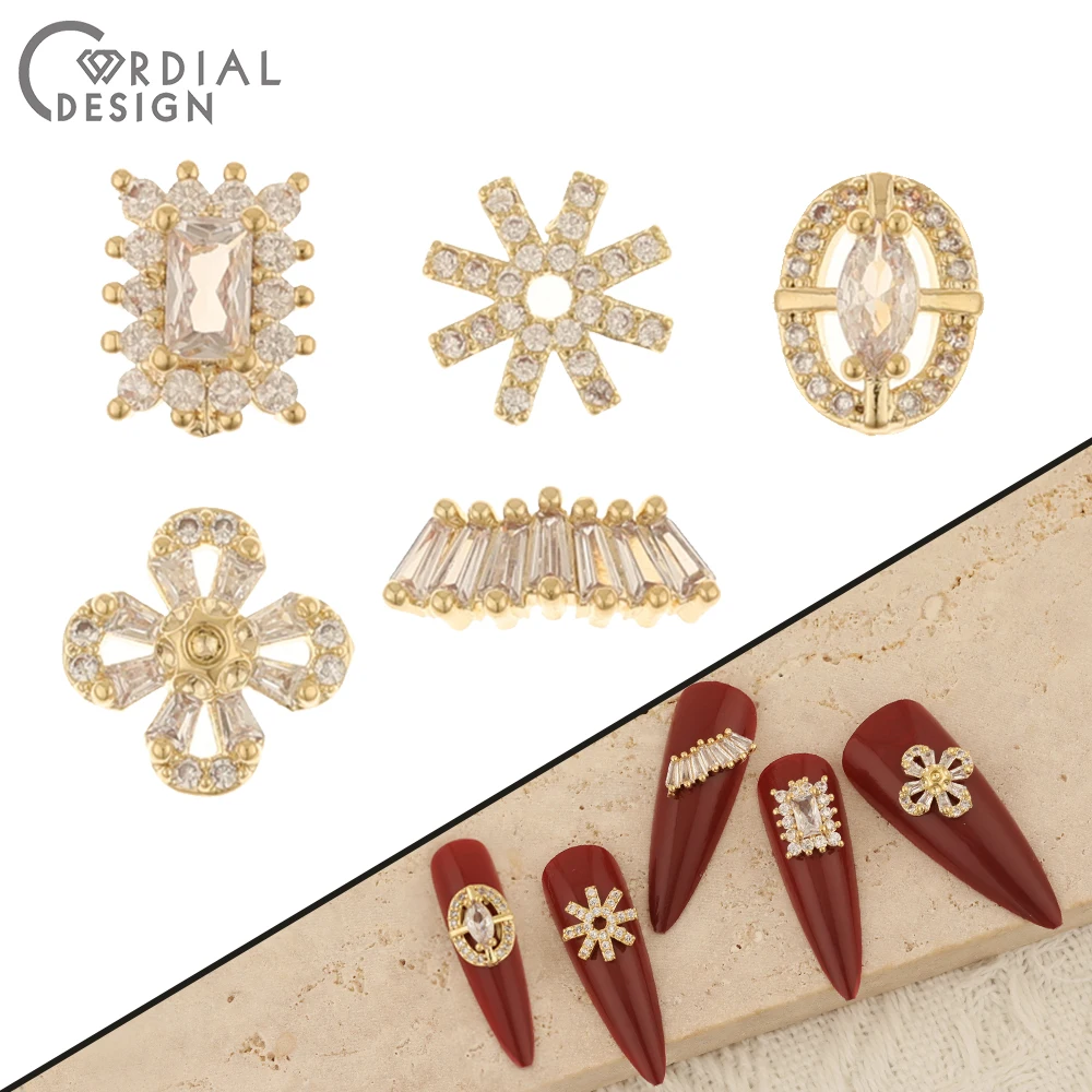 

Cordial Design 50Pcs Jewelry Findings & Components/Hand Made/Cubic Zircon/DIY Parts/Fingernail Accessories/Genuine Gold Plating