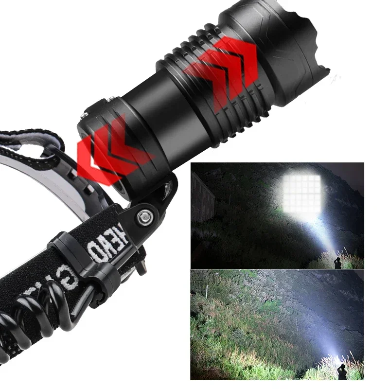 High Power XHP360 LED Headlamp 36-core Super Bright Headlight Strong Light Head Flashlight Telescopic Zoom Camping Fishing Lamp