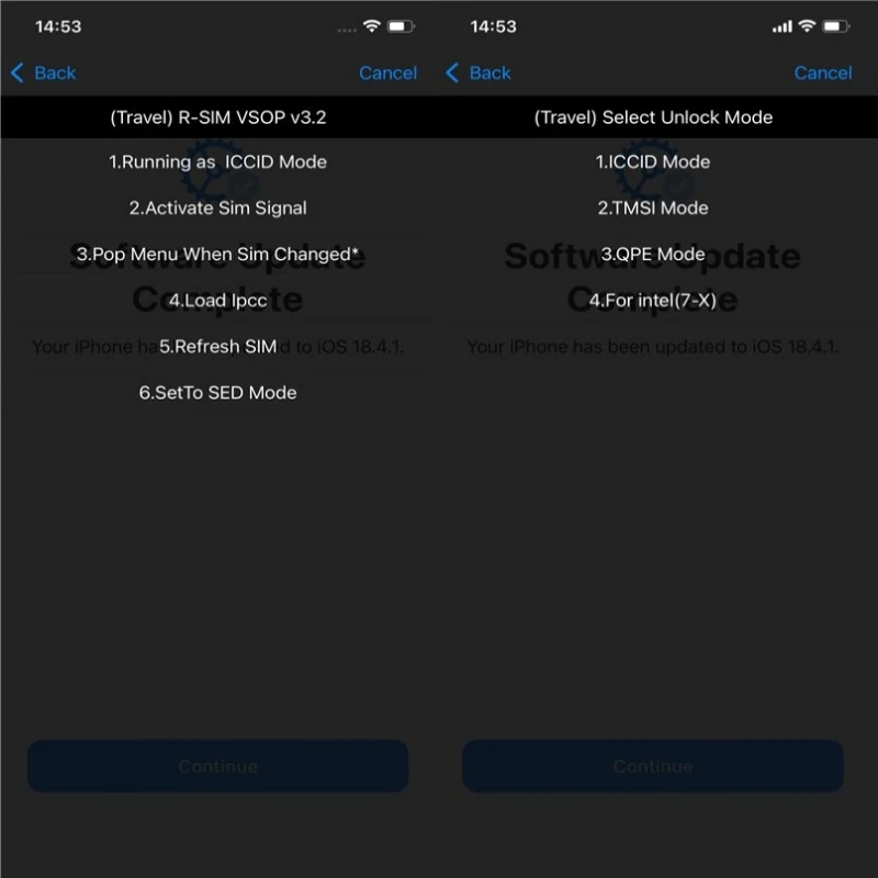 Rsim VSOP V3.2 مع QPE MEP Intel Operation Way لهاتف iPhone 12 mini 13 mini 16 15 14 11 X 8 7 iOS18 iOS26