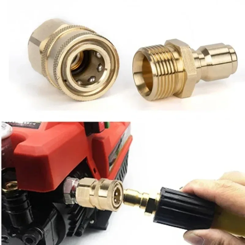 M22 Brass Quick Connect Adapter Kit High Pressure Washer Hose Connector 14/15mm for Car Wash Machine Gun Pipe