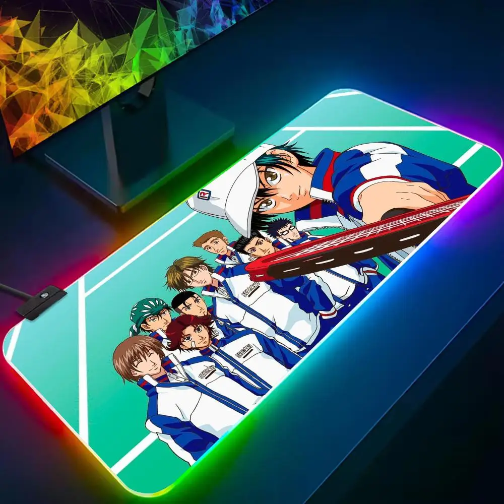 the prince of tennis Mouse Pad RGB Gaming Mousepad Big LED Pad PC Desk Mat Luminous Mouse Pad Large Keyboard Mats Table Rug With