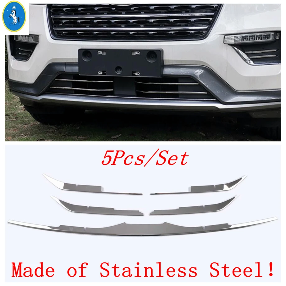 Stainless Steel Auto Front Under Center Bumper Grille Mesh Stripes Panel Cover Trim For Ford Explorer 2020 2021 2022 Accessories