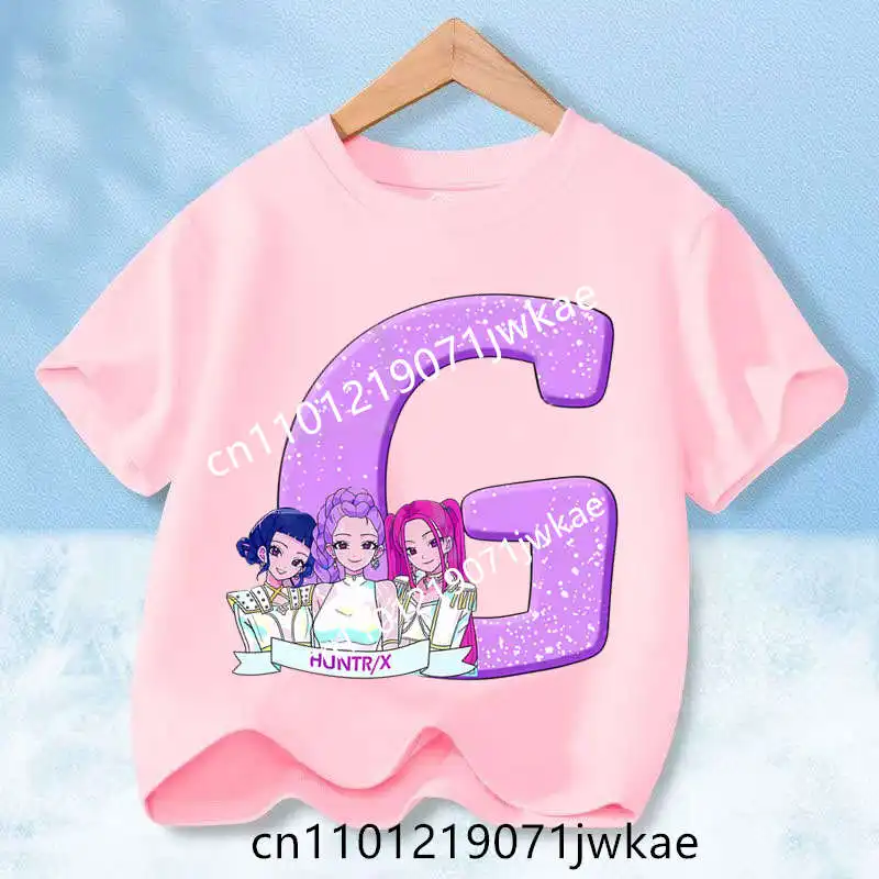 

Summer Short Sleeve Kid Clothes Boutique Kpop Demon Hunters 26 Letter T-shirt Kawaii Rumy Birthday Tops Party Wear Girls Tee
