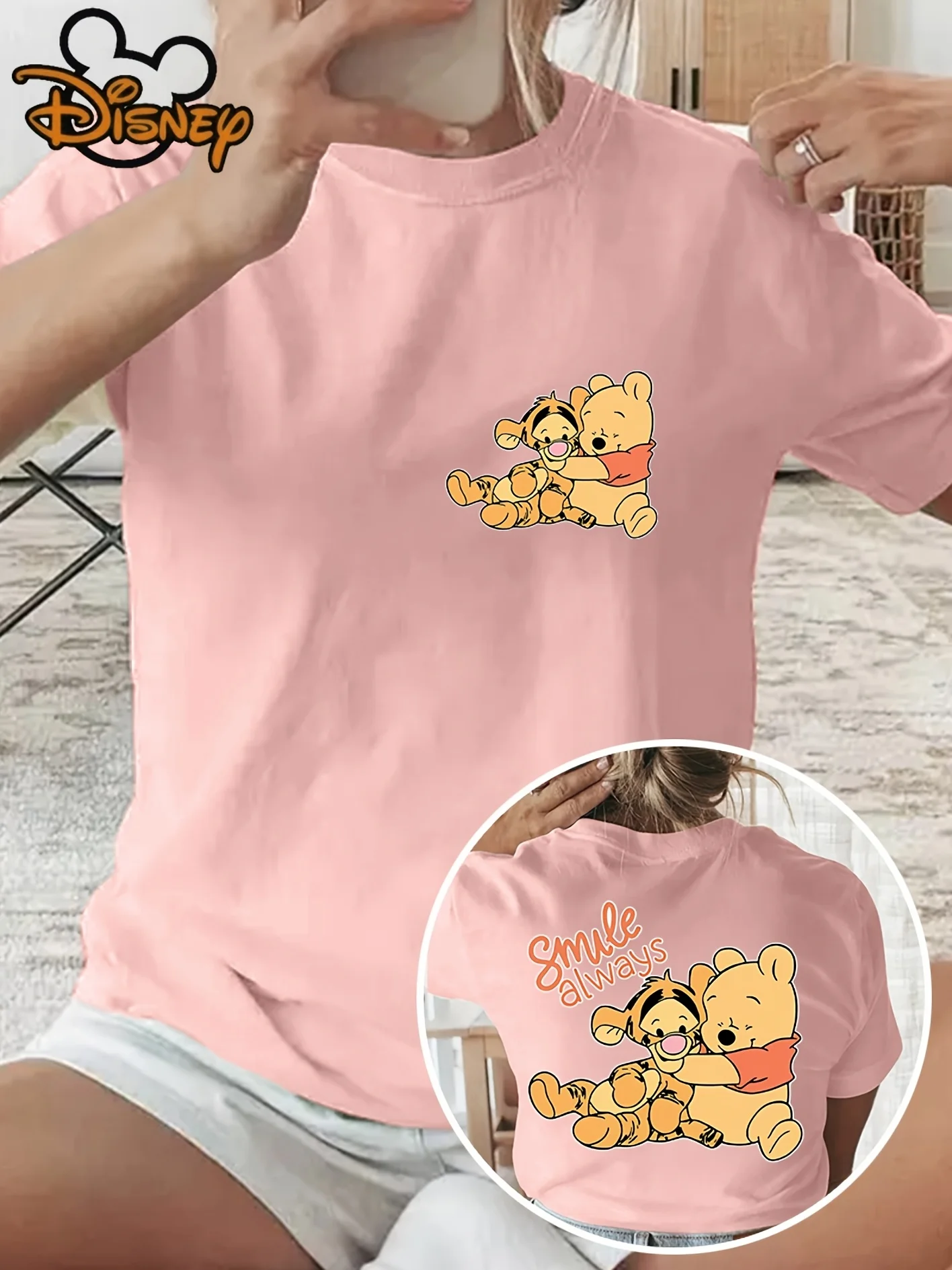 Disney winnie the pooh camiseta de algodão masculino feminino casual na moda streetwear oversized solto manga curta unisex evento outfit