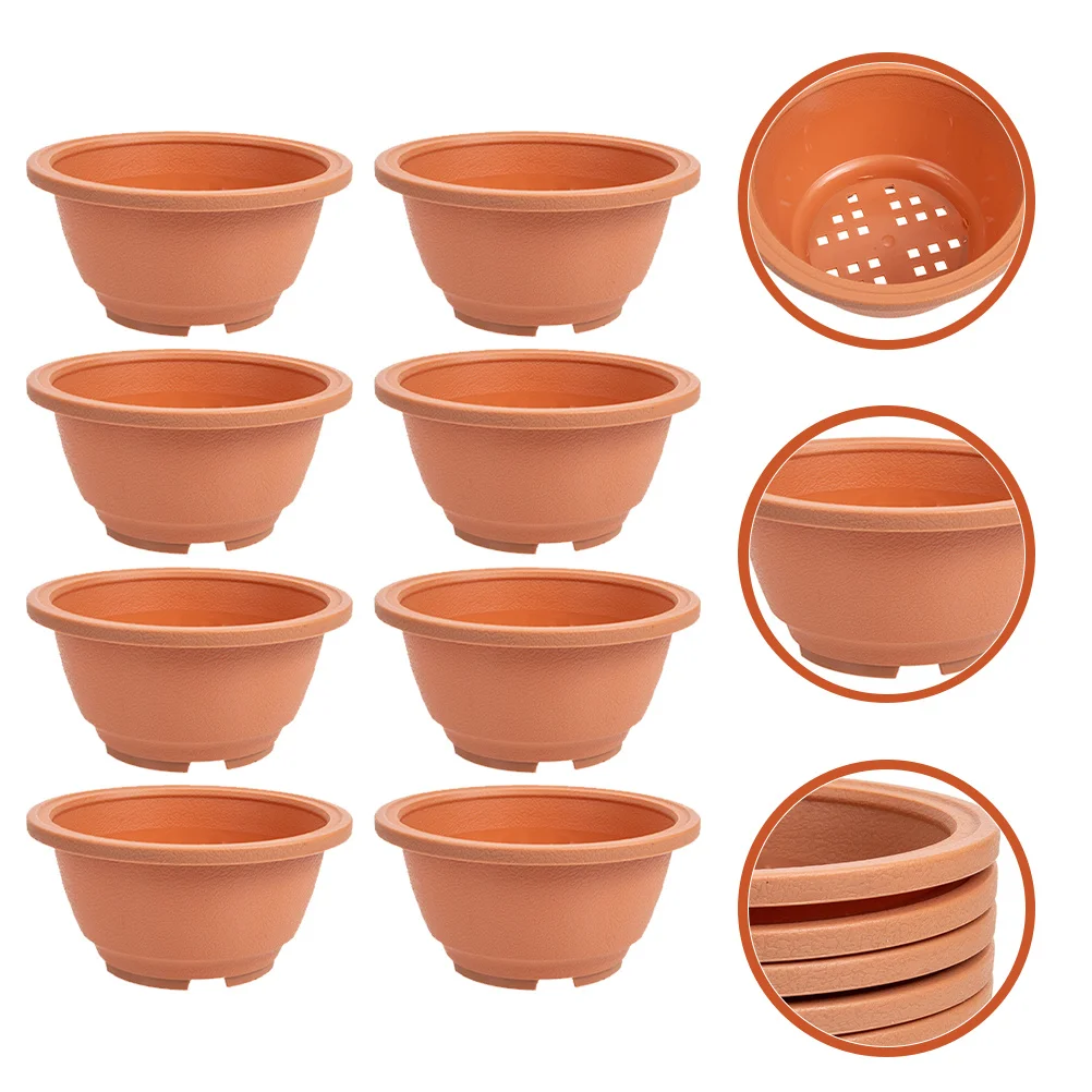 

8Pcs Combination Planter Pot Plastic Flower Planting Pot Balcony Garden Outdoor Succulent Nursery Container Plastic Planter