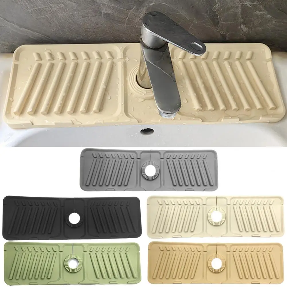 Faucet Mat Multifunctional Sink Drainage Mat Countertop Protector Splash-proof Pad Silicone Sink Organizer Kitchen Drain Cushion