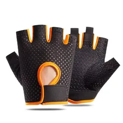 Guantes de medio dedo para hombre y mujer, manoplas transpirables de seda de hielo, almohadilla antideslizante, tela de malla sin dedos para ciclismo, gimnasio y Fitness, Verano